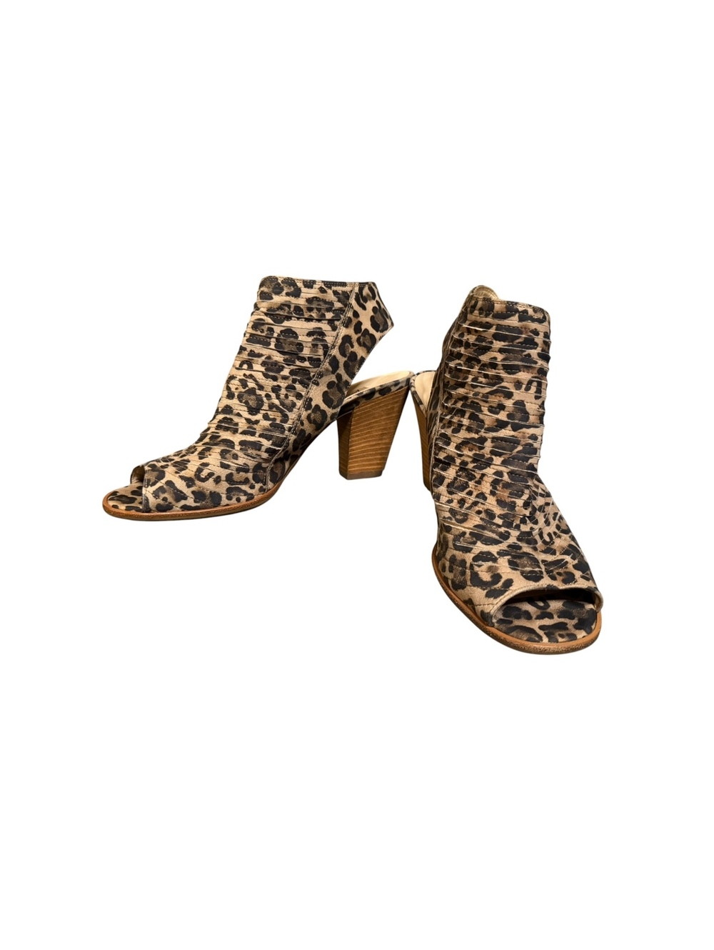 Paul Green Leopard Print Peep Toe Slingback Heeled Booties